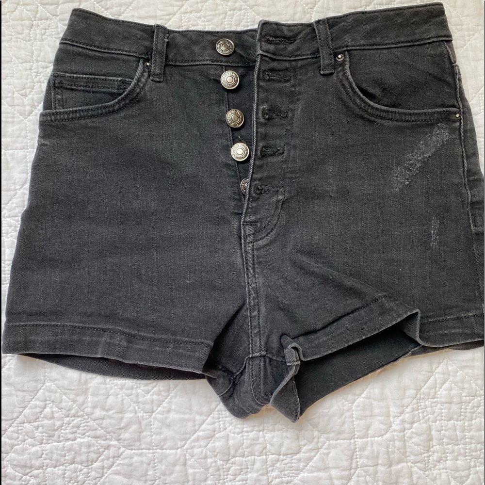 Black denim shorts